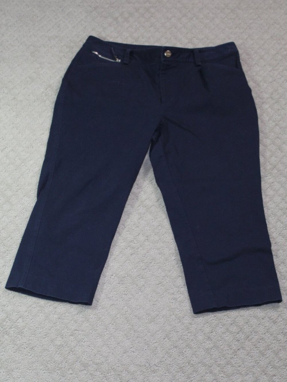 Lauren Ralph Lauren Pants Sz 8 Blue Straight Cropped Stretch Cotton Casual Chino
